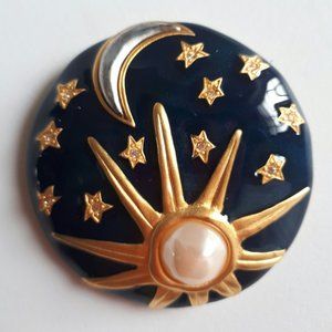 Vintage Karl Lagerfeld Sun Moon Stars brooch